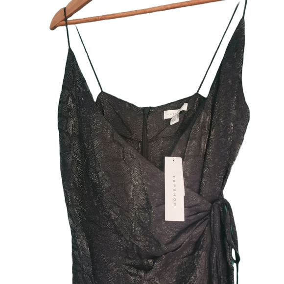 Topshop Snake Print Sparkle Ladies Mini Dress LBD Size 10 - Picture 3 of 12